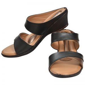 Women's Black & Tan Colour Synthetic Leather Sandals