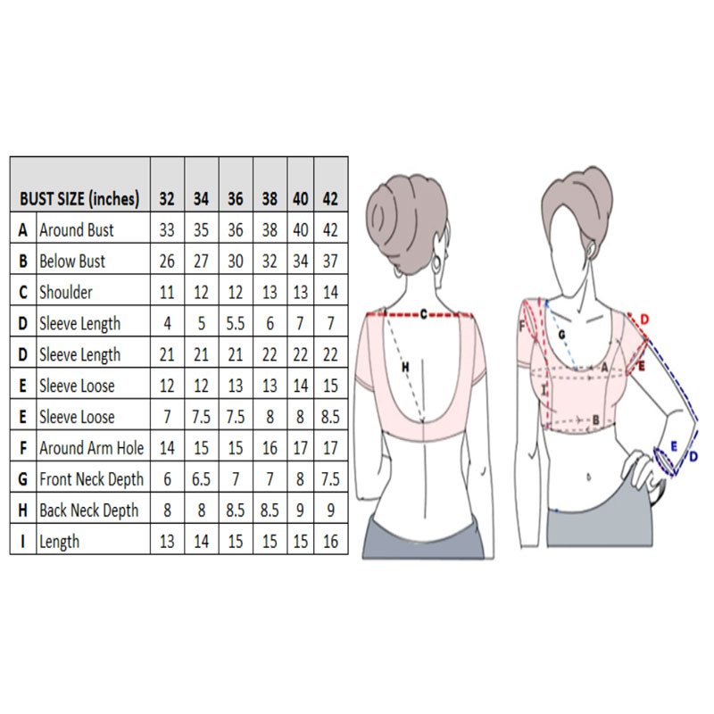 Readymade Blouse Size Chart