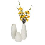 White Ceramic Beautiful Curvy Flower Vase - Set of 3