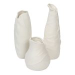 White Ceramic Beautiful Curvy Flower Vase - Set of 3