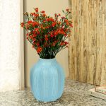 Aqua Blue Ceramic Dotted Flower Vase