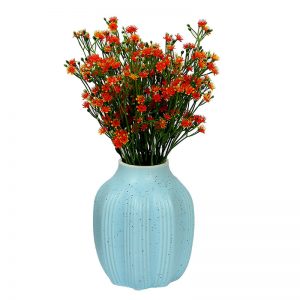 Aqua Blue Ceramic Dotted Flower Vase