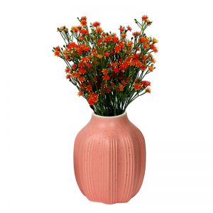 Peach Dotted Ceramic Flower Vase