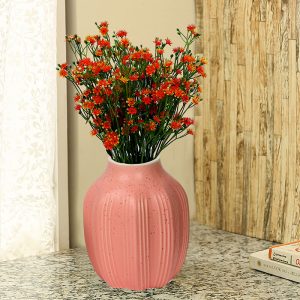 Peach Dotted Ceramic Flower Vase