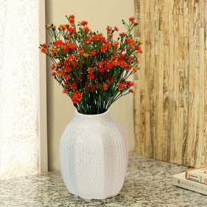 White Ceramic Dotted Flower Vase