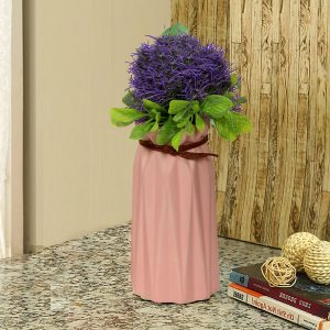 Knotted Head Peach Ceramic Flower Vase