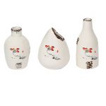 Rusty Finish Hand Painted White Ceramic Vases - Set of 3