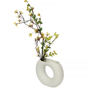 White Round Shape Ceramic Flower Vase