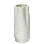 Broad Open Stone Finish White Ceramic Vase