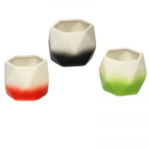 Multicolored Ceramic Small Planter Pots - Set of 3