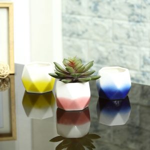 Multicolored Ceramic Small Planter Pots - Set of 3