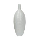 Narrow Neck Ribbed style White Ceramic Vase
