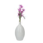 Narrow Neck Ribbed style White Ceramic Vase