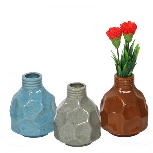 Fine Textured Multicolored Ceramic Flower Vase - Set of 3