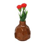 Fine Textured Multi-color Ceramic Flower Vase - Brown