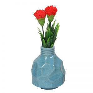 Fine Textured Multicolor Ceramic Flower Vase - Turquoise Blue