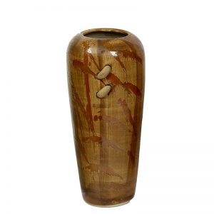 Handpainted Broad Open Brown Ceramic Vase