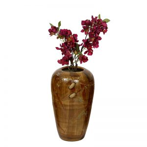Hand painted Broad Open Brown Ceramic Vase