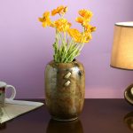 Hand-painted Broad Open Brown Ceramic Vase