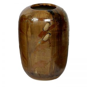 Hand-painted Broad Open Brown Ceramic Vase