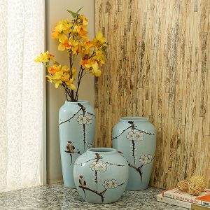 Sobre Aqua Blue Hand painted Ceramic Vase - Set of 3