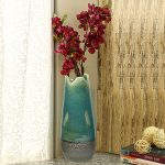 Handcrafted Dual tone Teal Green Ceramic Glossy Vase