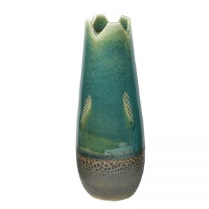 Handcrafted Dual tone Teal Green Ceramic Glossy Vase