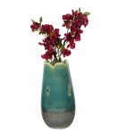 Handcrafted Dual tone Teal Green Ceramic Glossy Vase