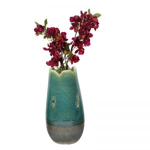 Handcrafted Dual tone Teal Green Ceramic Glossy Vase
