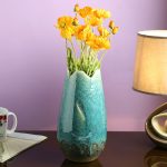 Handcrafted Dual tone Teal Green Ceramic Glossy Vase