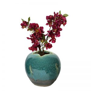 Handcrafted Dual tone Teal Green Ceramic Glossy Vase