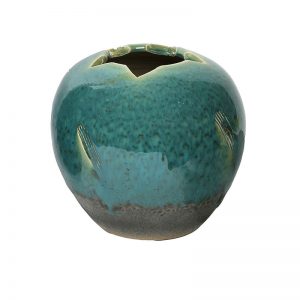 Handcrafted Dual tone Teal Green Ceramic Glossy Vase