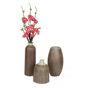 Beautiful Brown Ceramic Vases - Set of 3