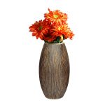 Wooden Look Ceramic Brown Vase