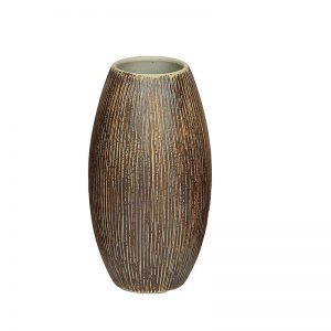 Wooden Look Ceramic Brown Vase