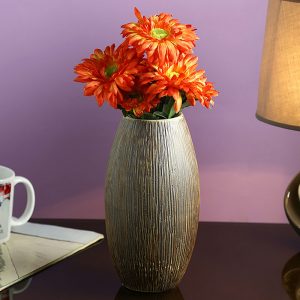 Wooden Look Ceramic Brown Vase