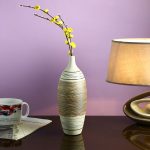 Brown & Beige Ceramic Striped Flower Vase