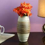 Ceramic Brown & Beige Designer Flower Vase