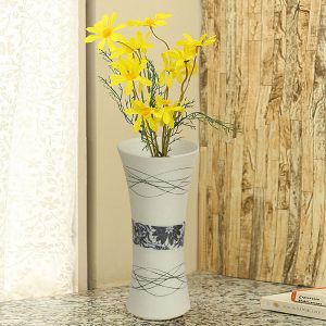 White & Blue Ceramic Vase for Modern Interior