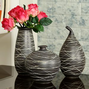 Black Ceramic Vases - Set of 3