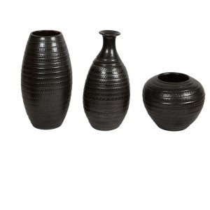 Brown Ceramic Vases- Set of 3