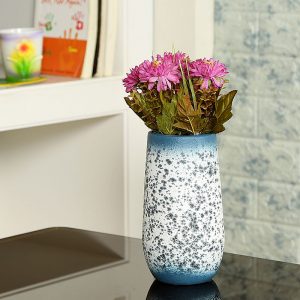 Textured White Ceramic Vase for Home and Office