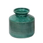 Beautiful Crinckeled Effect Green Ceramic Vase