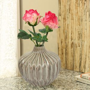 Round Bottle Style Brown Ceramic Decorative Vase