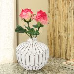 Round Bottle Style White Ceramic Decorative Vase