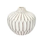 Round Bottle Style White Ceramic Decorative Vase