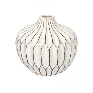 Round Bottle Style White Ceramic Decorative Vase