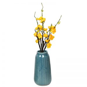 Jaggered Pattern Blue Ceramic Vase For Home And Office