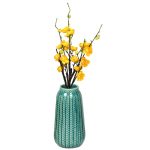 Jaggered Pattern Aqua Ceramic Vase For Home And Office
