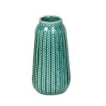 Jaggered Pattern Aqua Ceramic Vase For Home And Office